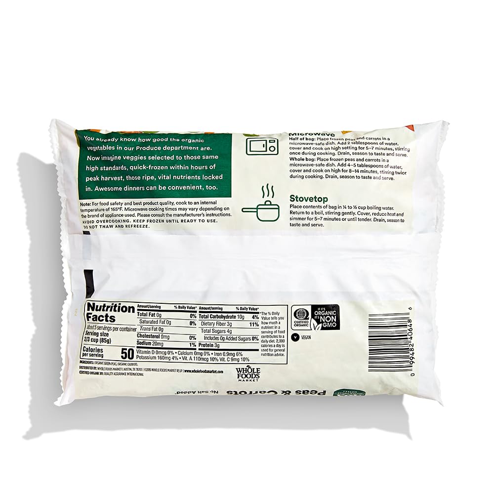 365 Everyday Value, Organic Peas & Carrots No Salt Added, 16 oz, (Frozen)