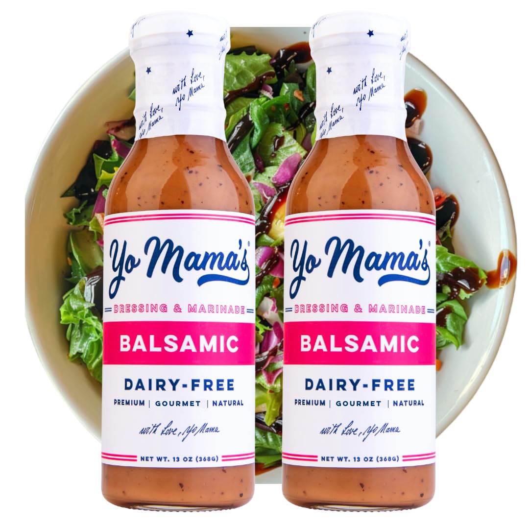 Yo Mamas Foods Gourmet Natural Balsamic Vinaigrette Dressing and Marinade - Pack of (2) - Low Carb, Low Sodium, and Gluten-Free