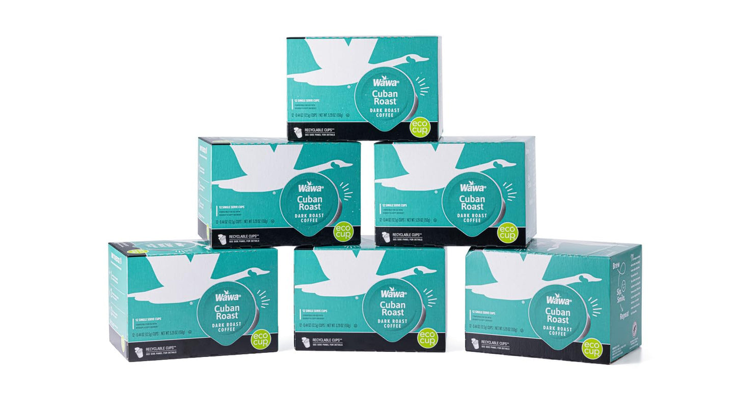 Wawa Cuban Dark Roast Single Cup Coffee Pods, 6 Boxes (72 Count)