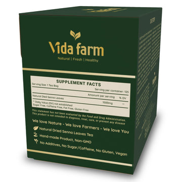 VIDA FARM Senna Tea - 100% Natural, Caffeine Free - 125 Tea Bags