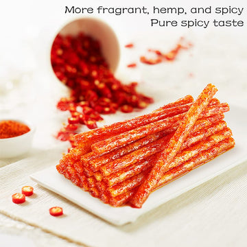 Spicy Strips - Spicy Gluten Latiao Chinese Special Casual Snack Food Made From Wheat/Chili/Spice Low Sugar and Low Calories Best Vegan 78g (Pack of 2)