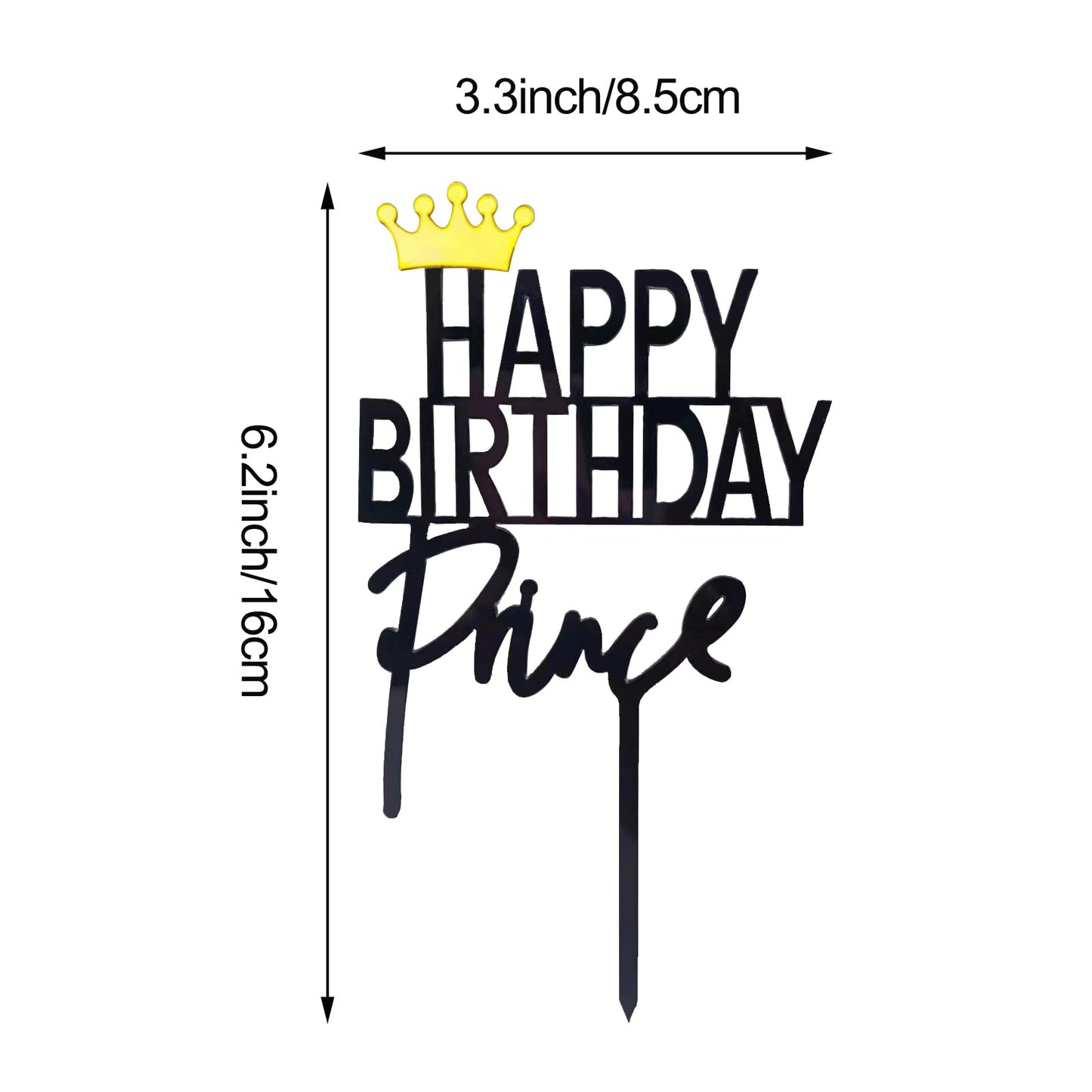 MEETINGU Happy Birthday Cake Topper - Gold Crown, Plastic, Black Gz01