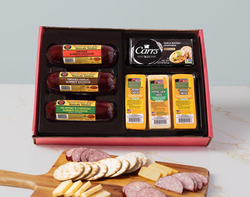 Wisconsin Cheese Company - The Snacker Holiday Gift Box - 100% Wisconsin Cheddar & Pepper Jack Cheese, Smoked Sausage & Er Gift Box | Perfect For Parties, Charcuterie Boards, And Holiday Gifts