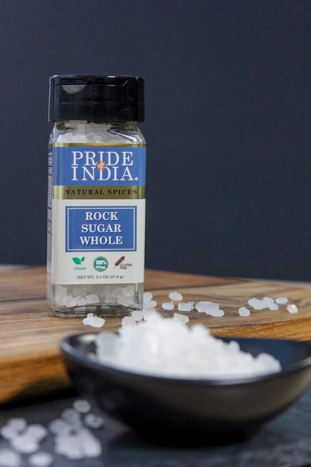 Pride Of India - Natural Crystal Rock Sugar Whole- 3.1 Oz (88 Gm) Dual Sifter Jar, Authentic Indian Sugar Crystals, Used To Swee