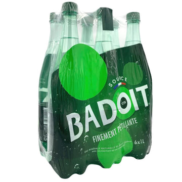 Badoit Naturally Sparkling Mineral Water, 1 Liter, Pack of 6 - Refreshing French Mineral Water, 33.82 Fl Oz Each