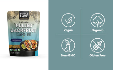 Kitchen & Love Jackfruit Lightly Seasoned, Organic, Fully Cooked, Versatile Plant Based Meat Alternative, Gluten Free, 90 Second