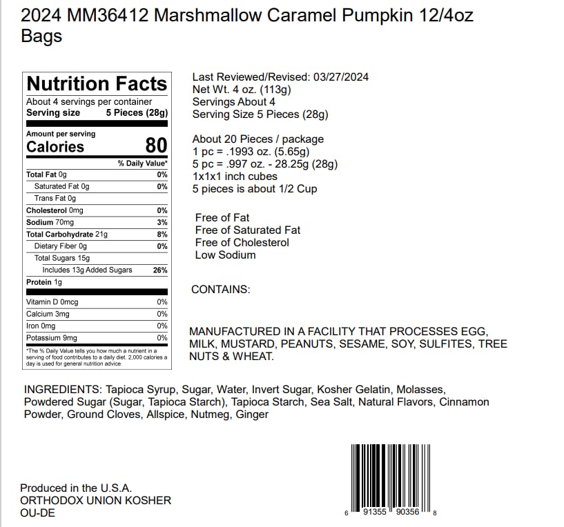 Hammond'S Candies | Caramel Pumpkin Marshmallows | 2 Bags, Great For Snacking | Hot Chocolate, Smores And Homemade Brownies | Sm