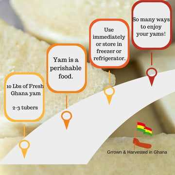 Kovafood Fresh Ghana Yam (2-3 Tubers), 10 Lbs. All Sliced And Cleaned-Cut To Guarantee Freshness Upon Delivery