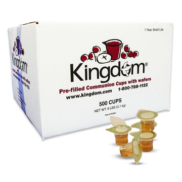 Kingdom Prefilled Communion Cup With Wafers(500Ct-White Juice) Sealed In A Single-Serving Container With 1-Year Shelf Life, Perf
