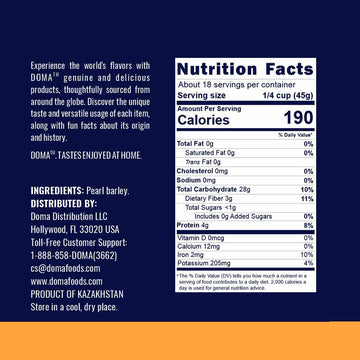 DOMA Pearl Barley – Nutrient-Rich Grains for Soups, Stews, Salads – 1.76 lb Pack