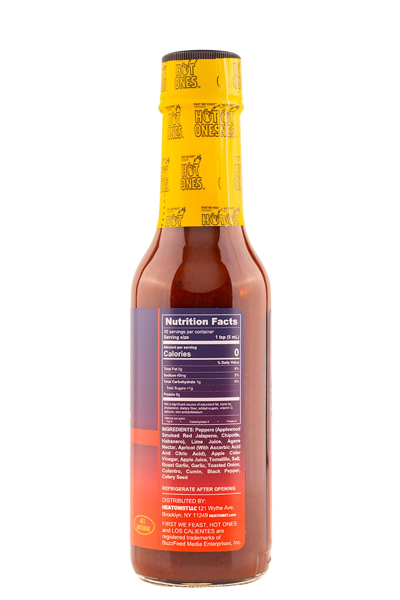 HOT ONES Los Calientes Barbacoa Hot Sauce, Smoked Red Jalapeno & Chipotle, 5 fl oz Bottle, Natural Ingredients, 1-Pack