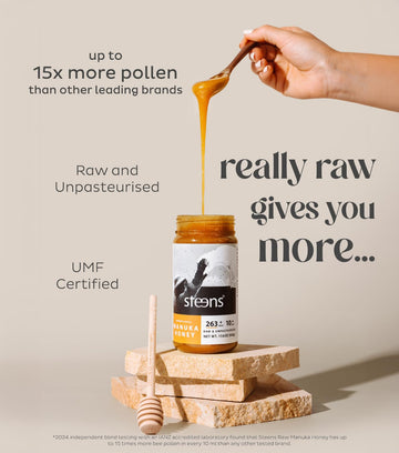 Steens Manuka Honey - MGO 263+ - Pure & Raw 100% Certified UMF 10+ Manuka Honey - Bottled and Sealed in New Zealand - 17.6 oz Ja