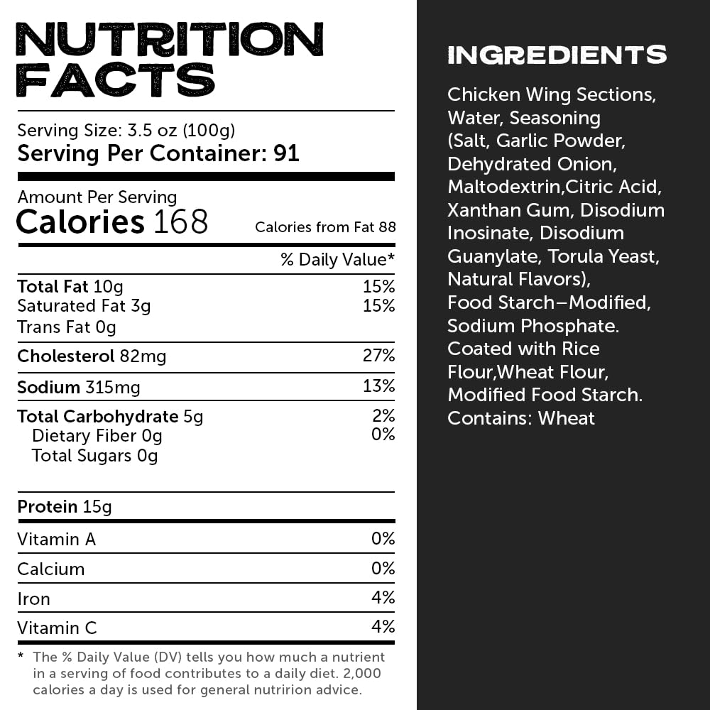 Grumpy Butcher Fully Cooked Jumbo Chicken Wings, 2 Packs (5 Lb Each) - Seasoned Air Fryer Ready Chicken Wings Family Pack - Gold