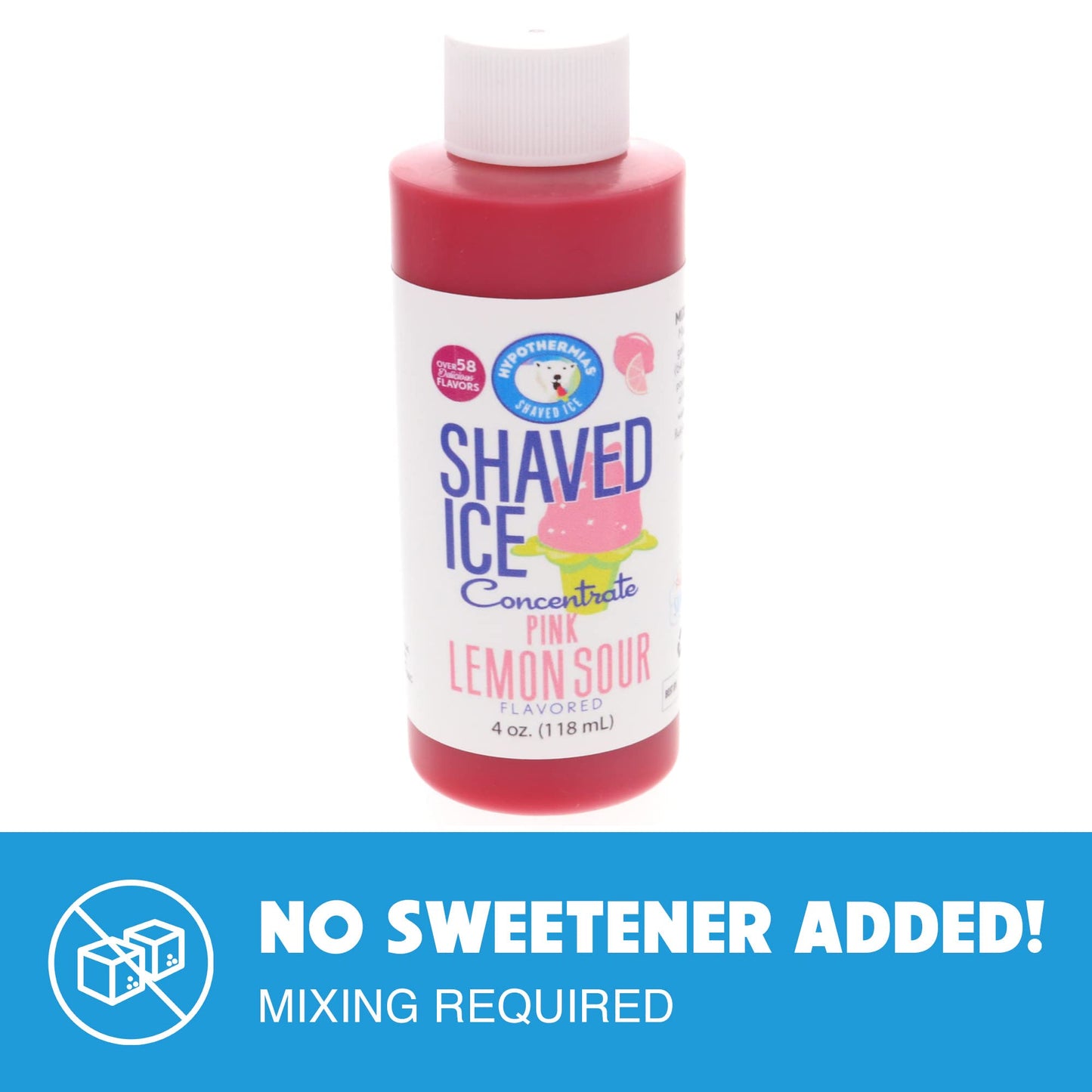 Hypothermias Unsweetened Shaved Ice Syrup - Pink Lemon Sour - 4 Fl Oz - Makes 1 Gallon