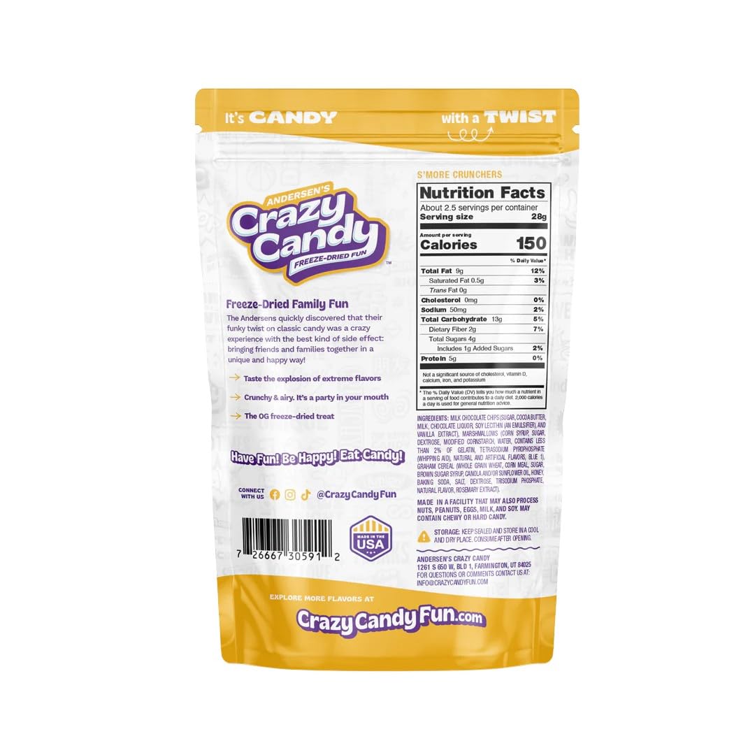 Andersen'S Crazy Candy Freeze Dried Candy - Freeze Dried S'More Crunchers, 2.5 Ounces