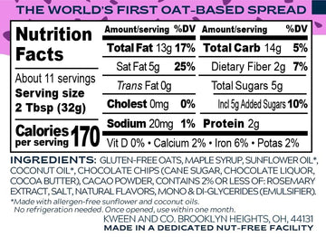 Oat Haus Brownie Batter Granola Butter - Peanut-free, Almond (Tree-Nut) Free, Vegan, Gluten-Free, & School-Safe, Chocolate Sprea
