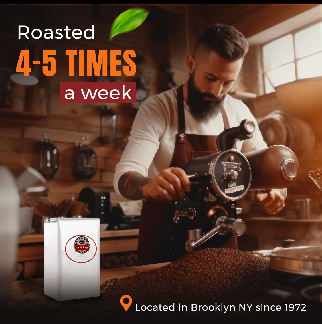 Nicoletti Coffee ''Original'' Espresso Roast Beans 2.20Lb (Pack Of 2) (Made In Brooklyn Ny Since 1972) Fresh Roasted Espresso Wi