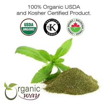Organic Way Stevia Leaf Powder (Stevia Rebaudiana) - Kosher & USDA Certified | Vegan, Non-GMO & Gluten Free | Natural Sweetener