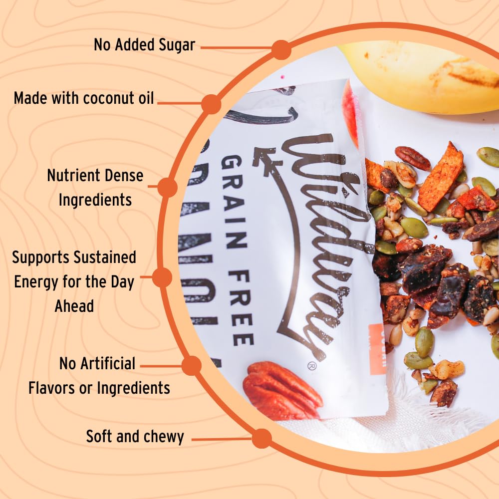Wildway Keto Granola | Peach Pecan | Grain-Free, Certified Gluten-Free Cereal | Vegan, Low Carb | No Sugar Added | Paleo-Friendl
