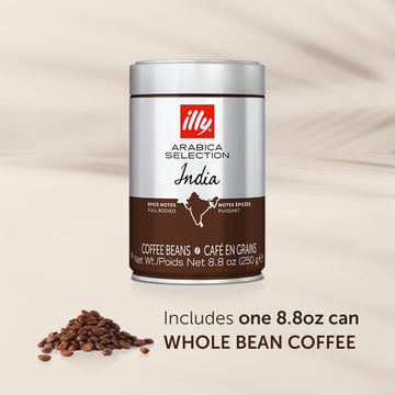 illy Whole Bean Coffee - Perfectly Roasted Whole Coffee Beans - India Dark Roast - with Notes of Black Pepper & Extra-Dark Choco