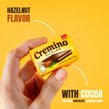 CREMINO Bicolor Chocolate Jar - Hazelnut & Milk Flavored Bars, 32 oz, 50 Total Bars, Brown