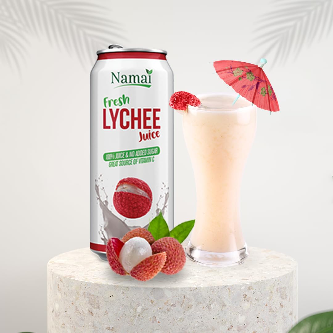Namai Pure Lychee Fruit Juice, No Added Sugar, 24-Pack