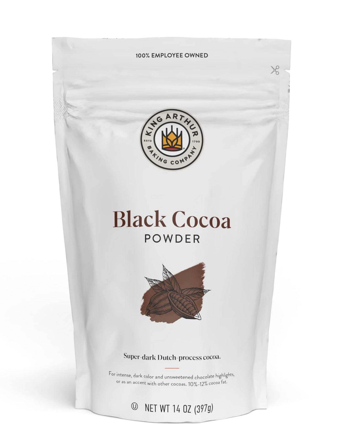 King Arthur Black Cocoa: Dutch Processed Cocoa Powder For Baking - Intense Dark Chocolate Flavor, Unsweetened, Perfect For Cakes, Cookies & Frosting - 14 Oz Resealable Bag