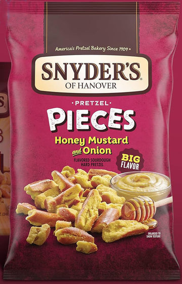 Snyders of Hanover Pretzel Pieces Family Favorite Bundle - 12-Pack (2.25 oz each) - 4 Honey Mustard & Onion, 4 Cheddar Cheese,