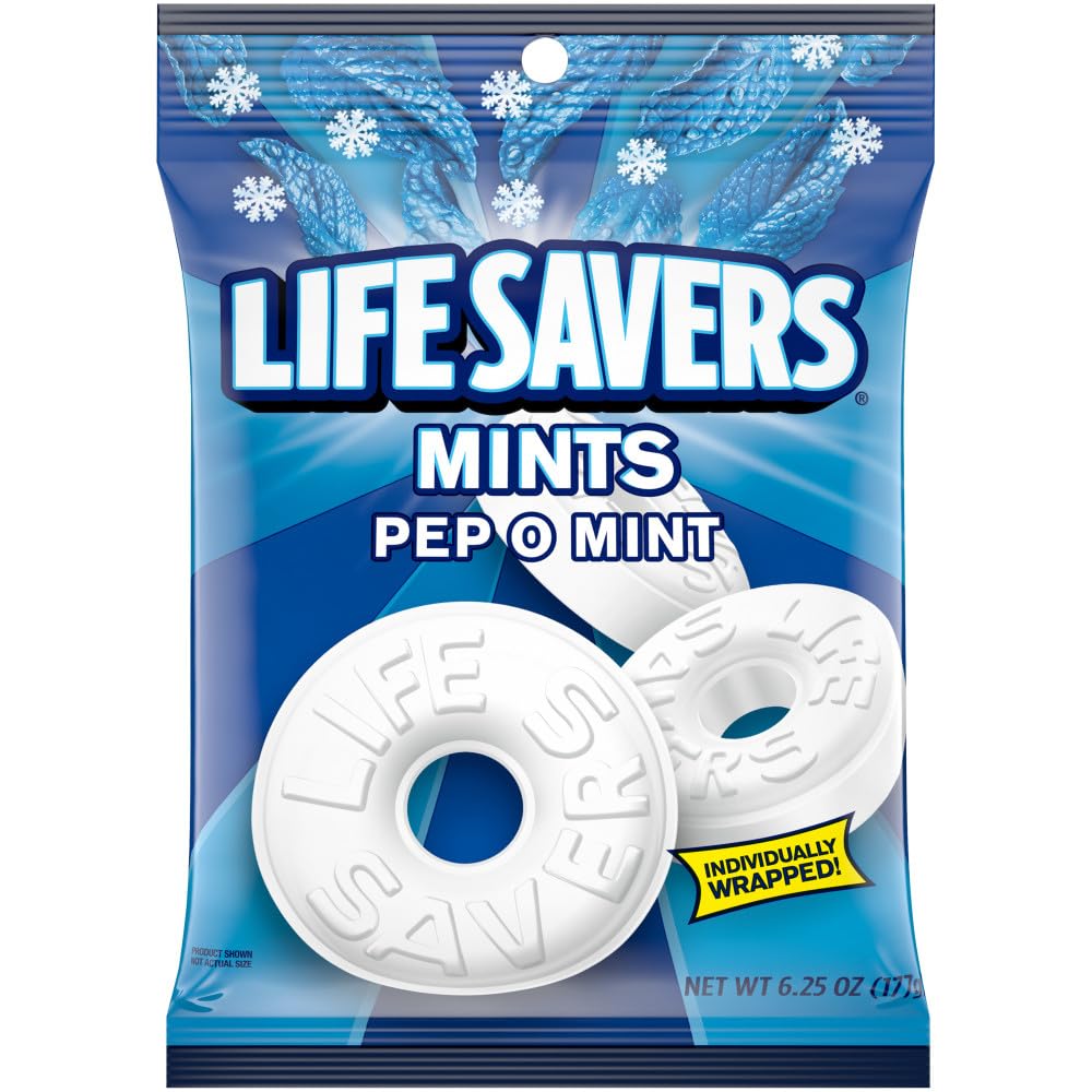 LIFE SAVERS Pep O Mint Candy Bag,White, 6.25 Ounce (Pack of 12)