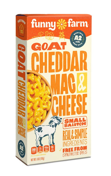Funny Farm A2 Milk Macaroni And Cheese | Pasta With Cheddar Cheese Flavor - Goat Cheese Mac And Cheese Dinner Bundle (Bulk 8 Pac
