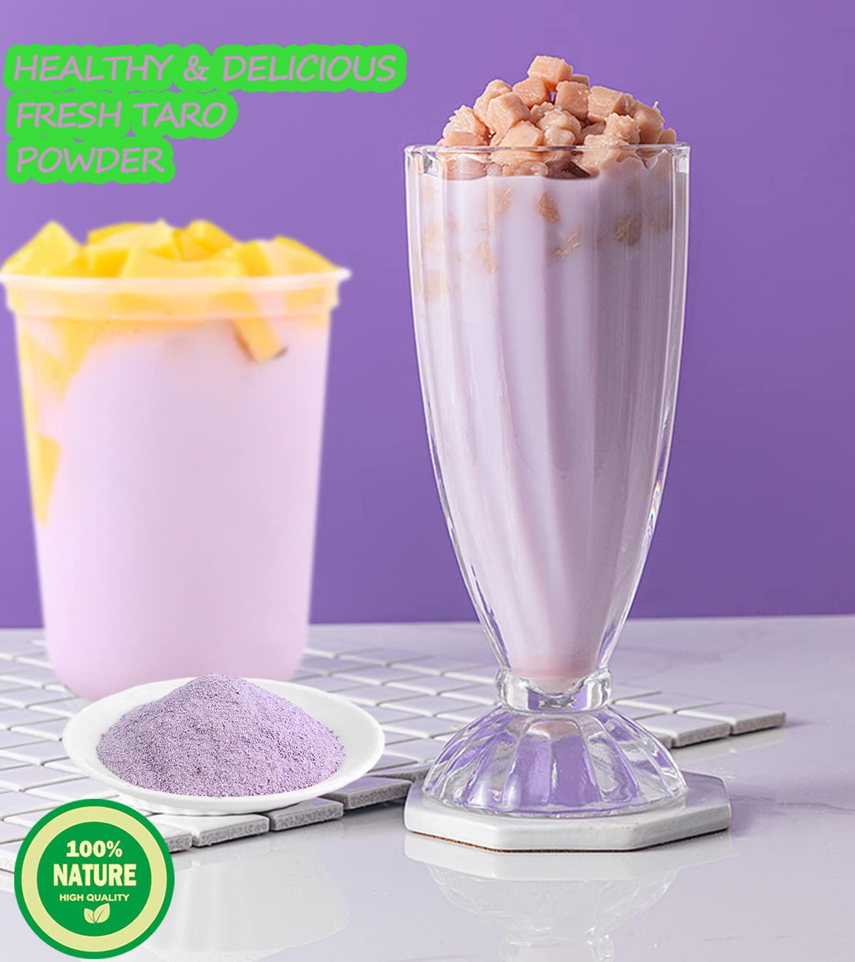 Freeze Taro Powder, 4 Ounces, Taro Powder For Smoothie, Drinks And Baking Food