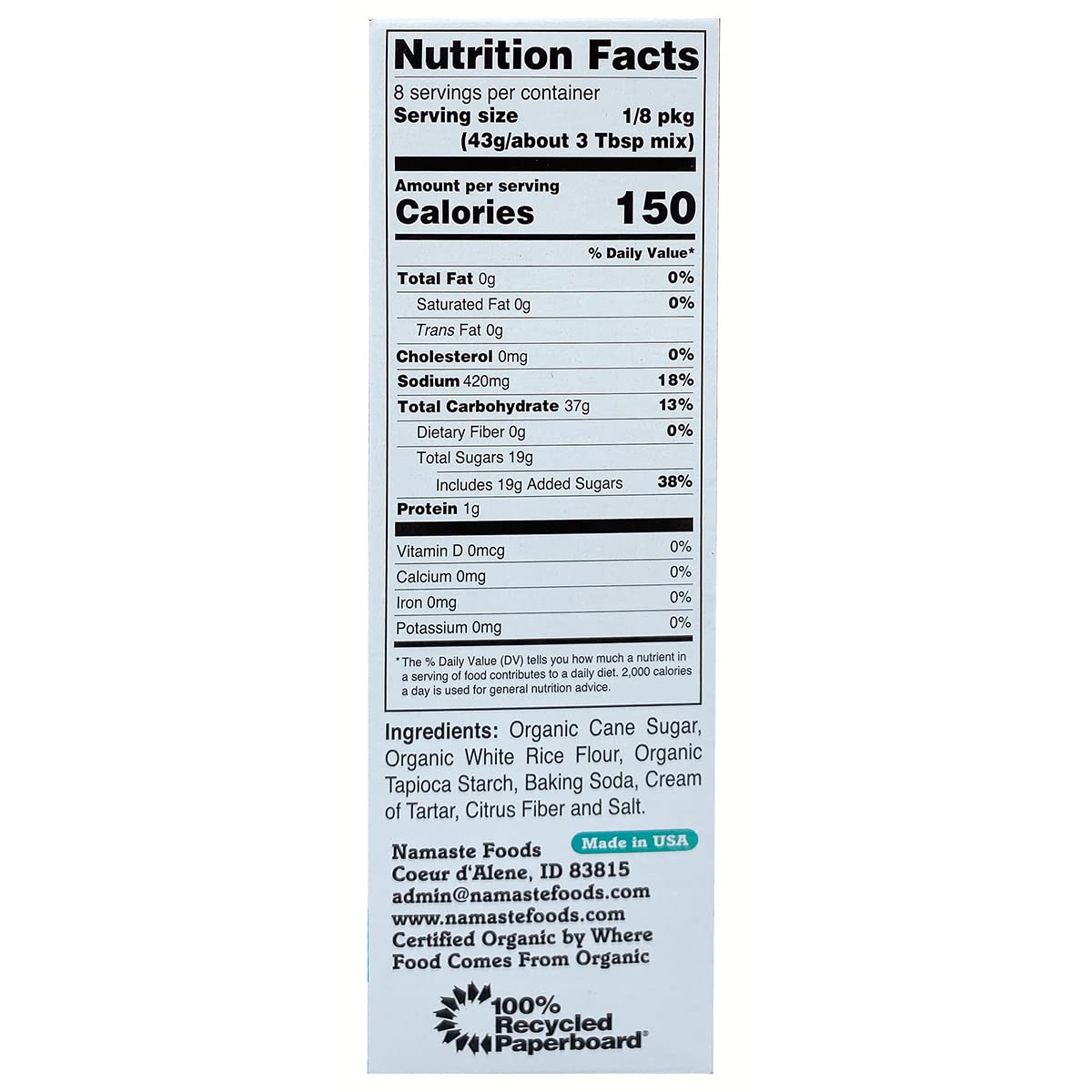 Namaste Foods Organic Gluten Free Yellow Cake Mix, 12 Ounce - Allergen Free