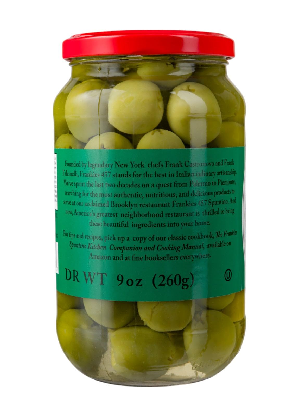 Frankies 457 Pitted Castelvetrano Olives - Authentic Sicilian - Product Of Italy - enhanced Handpicked Imported Italian Olives - Great For Every Occasion - 9 oz Jar