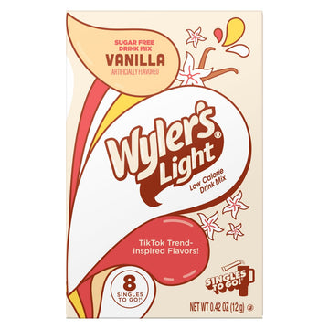 Wylers Light Vanilla Singles to Go Powdered Drink Mix - Pack of 6, 48 Total Servings, 0.63 Ounce Each