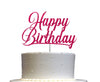 RokAPary Happy Birthday Cake Topper - Sturdy Double-Sided Glitter, Acrylic, Fuchsia