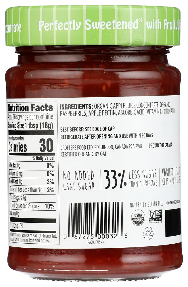 Organic Raspberry Fruit Spread, 10 Ounce - 6 Per Case. Y