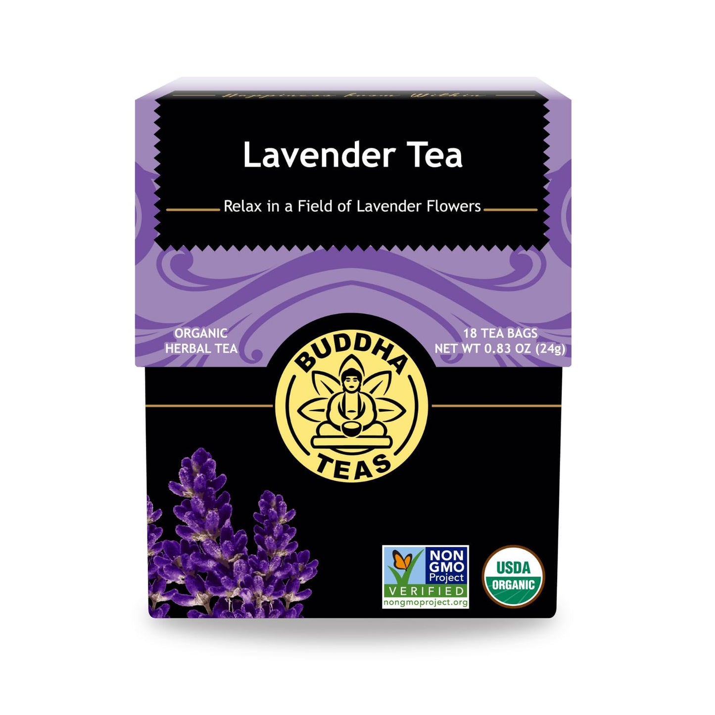 Buddha Teas Organic Lavender Tea - Ou Kosher Usda Organic Ccof Organic 18 Bleach-Free Tea Bags