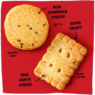 Michel Et Augustin Cheese Crackers, Variety Pack: 2 Parmesan And 1 Comt Cheese, Crispy Gourmet Snacks, Savory Snacks Party Cra