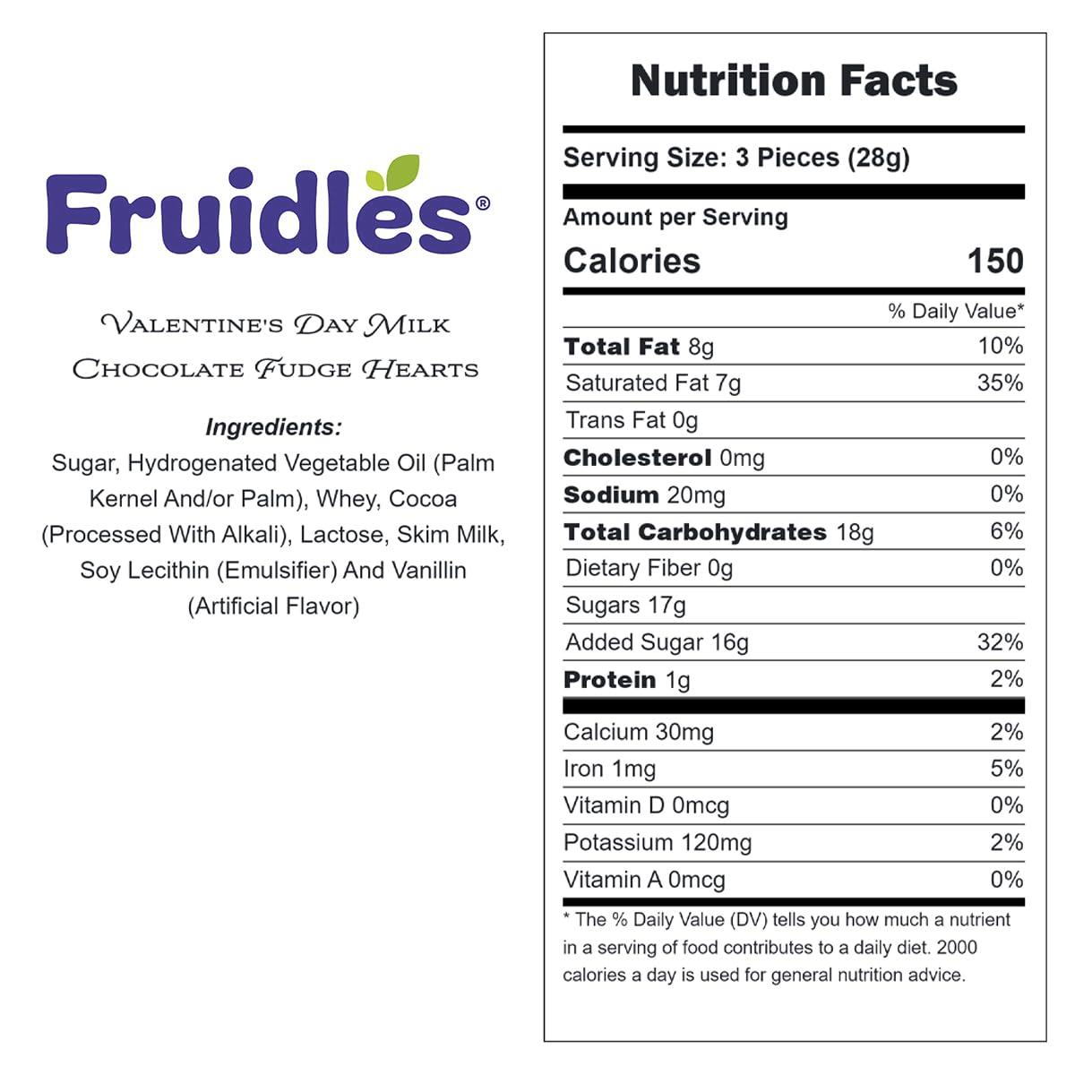 Fruidles Valentines Fudge Hearts, Holiday , Individually Wrapped Foils, Kosher Certified Dairy (Half-Pound)
