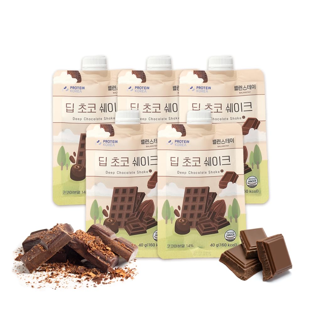Hello Kfood Balanstay Deep Chocolate Protein Shake Pouch ??? ??? ??? 40G (1.41 Oz) 5-Pack - Meal Replacement With Oat Balls Brown Rice And Almond Bits