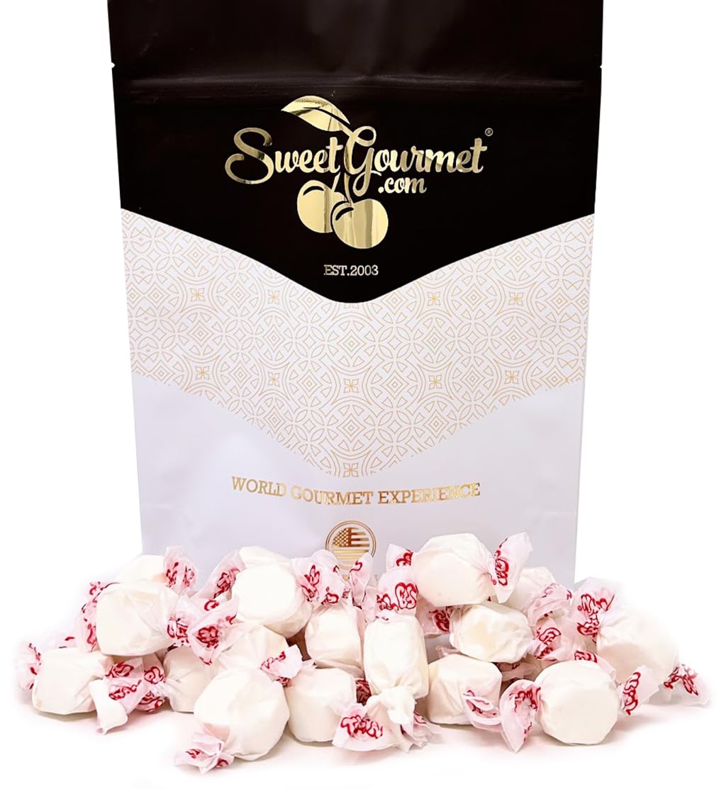 SweetGourmet Vanilla Salt Water Taffy Bulk Candy - 1 Pound Pack