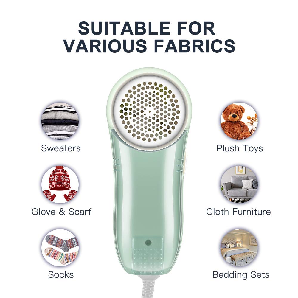 Allisable Fabric Shaver - Lint Remover for Fuzz Balls, Honeydew Mint Green, 1 Count, AC120V Plug & Play