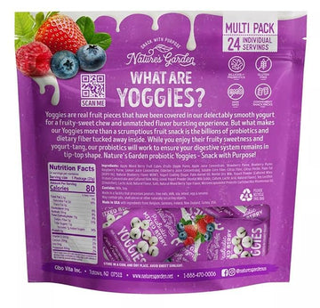 Yoggies - Probiotic Mixed Berry Yogurt Bites - 24 Individual Servings | 2 Billion Probiotic Cultures & 3g Fiber per Serving | Gl