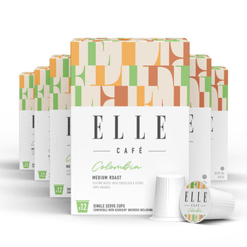 Elle Caf   Colombian K-Cup Coffee Pods - 72 Count - 100% Arabica Coffee, Flavor Medium Roast - Single-Serve Coffee Pods, Compati