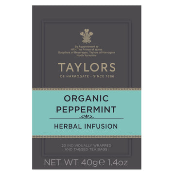 Taylors Of Harrogate Organic Peppermint Herbal Tea, 20 Count (Pack Of 6)