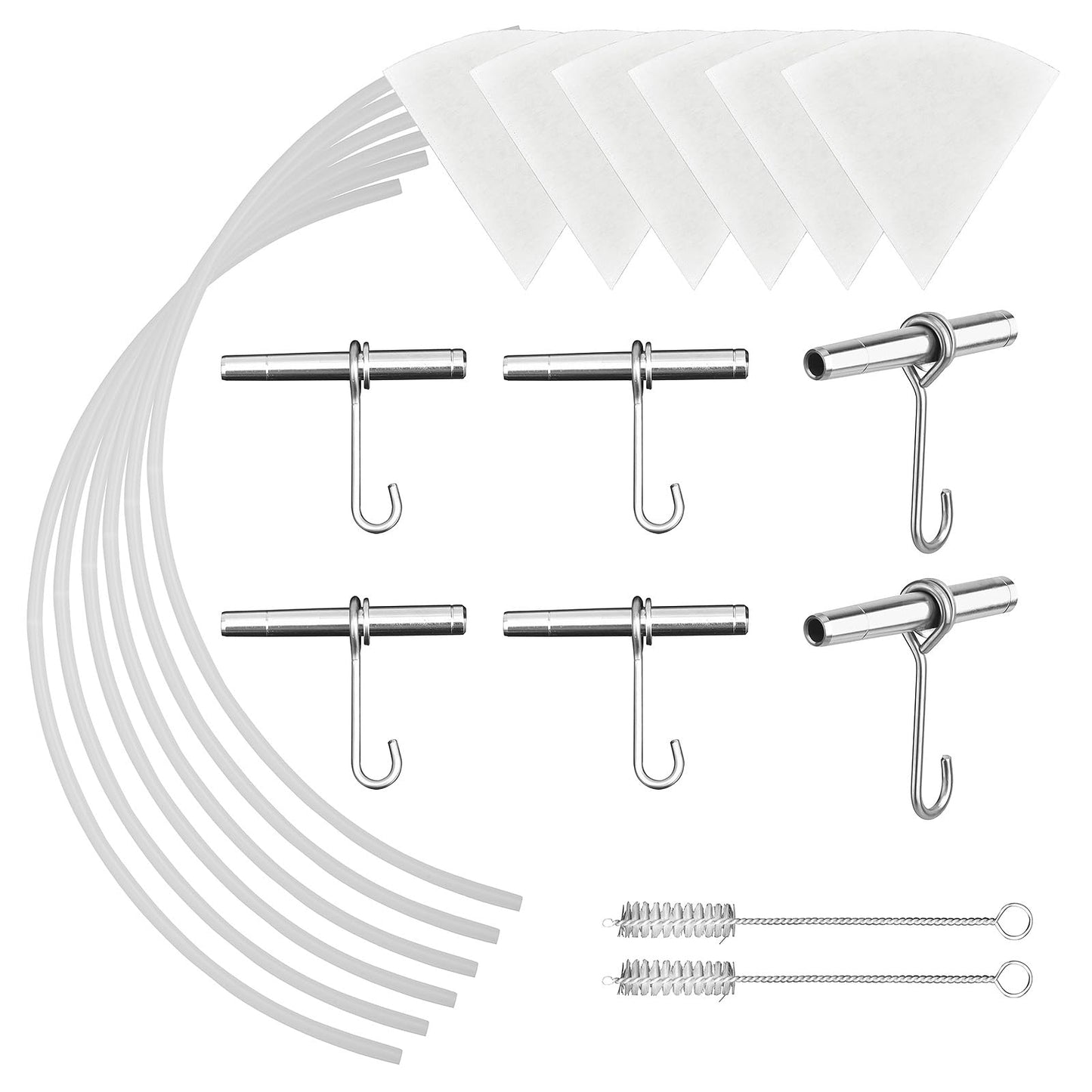 ARGCONNER Maple Syrup Tapping Kit - (6) Stainless Steel Spiles and Hooks, (6) 3-ft Food Grade Tubing, (6) 1-Quart Syrup Pre-Filt