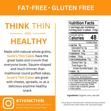 Suzie'S Organic Lightly Salted Corn Cake Thins|6 Pack|Usda Organic, Non-Gmo, Fat-Free, Sugar-Free, Gluten-Free|Low-Calorie Snack