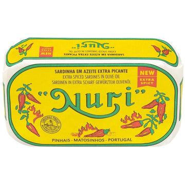 NURI Portuguese Sardines in Extra Spiced Olive Oil - 4 Pack - (4.4 oz cans)
