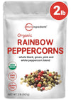 Micro Ingredients Organic Whole Rainbow Peppercorns, 2Lbs | Premium Whole Peppercorns For Grinder Refill | Great For Seasonings, Meats & Vegetables | Additive Free, Non-Gmo, Bulk Supply