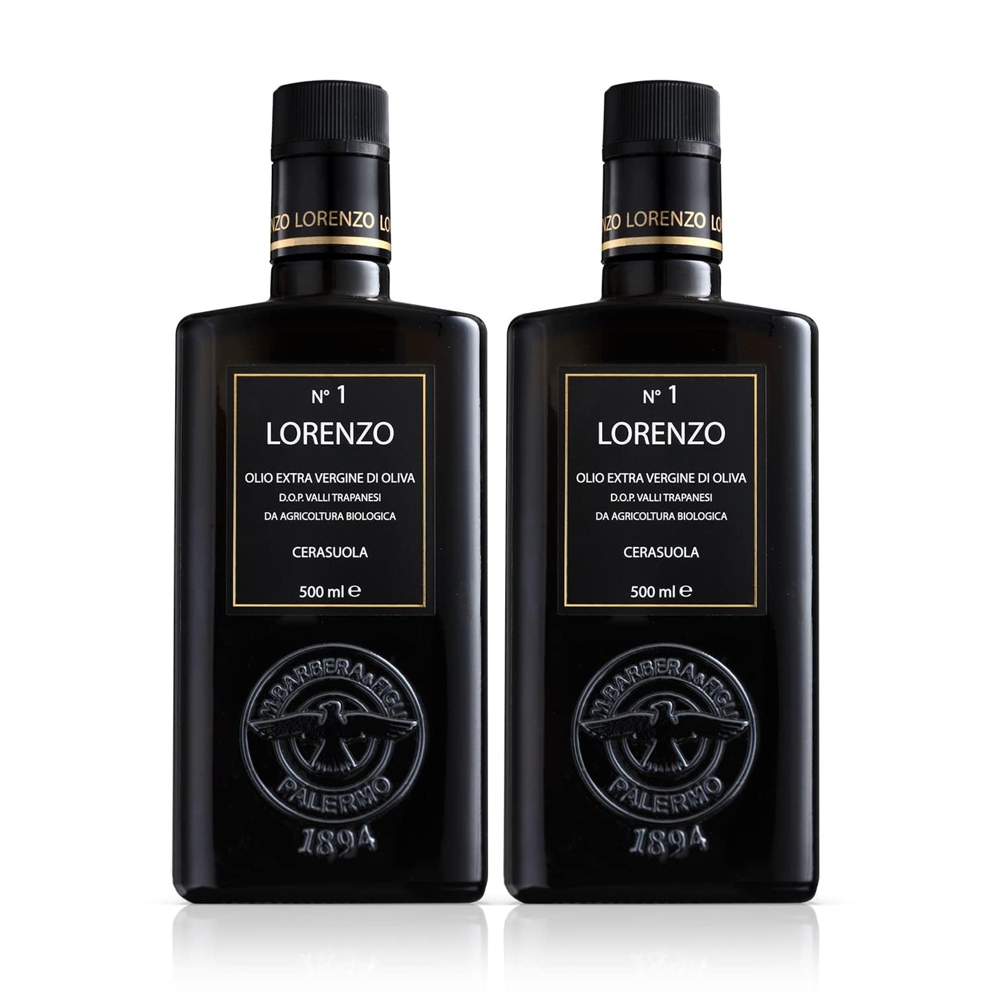 Barbera Lorenzo #1 Organic Extra Virgin Olive Oil Pdo Valli Trapanesi, Fruity, Cold Extracted Authentic Sicilian Olive Oil, Fresh Harvest Imported Olive Oil From Italy 16.9 Oz - Pack Of 2